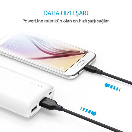 Anker PowerLine Micro USB Şarj/ Data Kablosu 0.9 Metre - Siyah - A8132 (A8132H12)