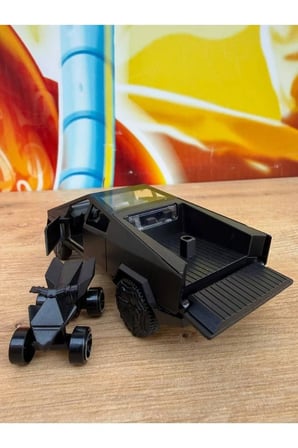 Tesla Cybertruck Diecast Pickup Tesla Model Motorlu Diecast Araba Siyah Mini