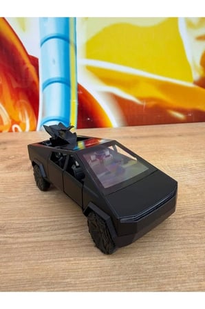 Tesla Cybertruck Diecast Pickup Tesla Model Motorlu Diecast Araba Siyah Mini