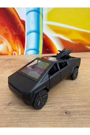 Tesla Cybertruck Diecast Pickup Tesla Model Motorlu Diecast Araba Siyah Mini