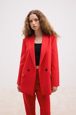 DeFacto Oversize Geniş Kalıp Ceket Yaka Düğmeli Basic Düz Blazer Ceket C2457AX24AURD79
