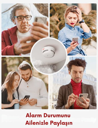 Değiştirilebilir Pilli Akıllı Duman Dedektörü Yangın Alarmı, Wi-Fi Duman Dedektörü, Gerçek Zamanlı Uygulama Bildirimleri, XS01-WX, 1'li Paket