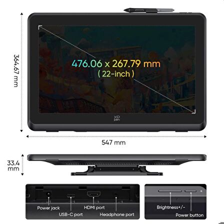 XP-Pen Artist 22 Plus Grafik Ekran Tablet Drawing Display