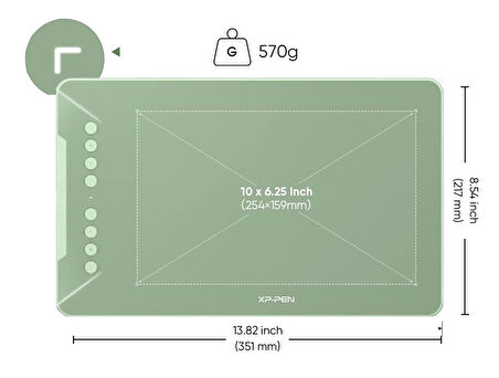 XP-Pen DECO01 V3 Grafik Tablet 16K 8 Kısayol Yeşil