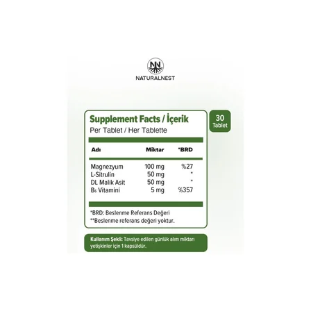 Naturalnest Day & Night Magnezyum Vitamin ve Mineral Takviyesi 60 Tablet