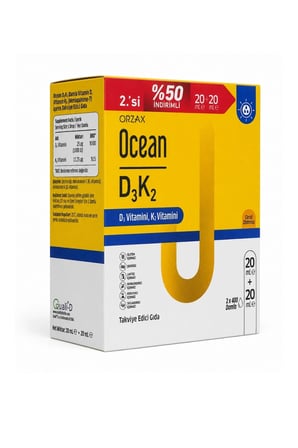 Orzax Ocean Vitamin D3K2 Damla 20 ml 2'li Avantaj Paket Yeni Ambalaj