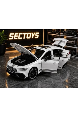 Mercedes Amg Gt63 Diecast Model Araba 1:24 Ölçek Sesli Işıklı Beyaz Mercedes AMG GT63 Diecast Model Araba