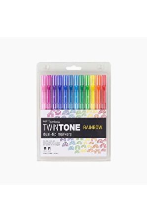 Tombow Twintone Çift Uçlu Kalem Seti 12 Renk Gökkuşağı Renkleri