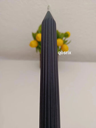qosrix 4'lü Antrasit Gri Şamdan Soya Mumu 1. Kalite Soya Doğal Vanilya Kokulu Uzun Çubuk Konik Mum Dekoratif