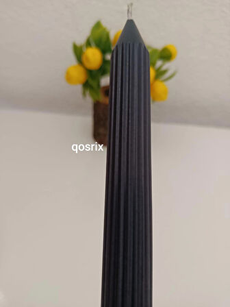 qosrix 4'lü Antrasit Gri Şamdan Soya Mumu 1. Kalite Soya Doğal Vanilya Kokulu Uzun Çubuk Konik Mum Dekoratif