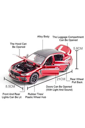 1:24 Bmw M8 Diecast Araba Kapılar Bagaj Kaput Açılır Bmw M8 MANHART