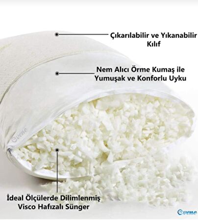 1ADET VİSCO YASTIK ORTOPEDİK TERLETMEYEN VISCOUYKU YASTIĞI PREMİUM KILIFLI 1000 GR AGİRLİGINDA BEYAZ