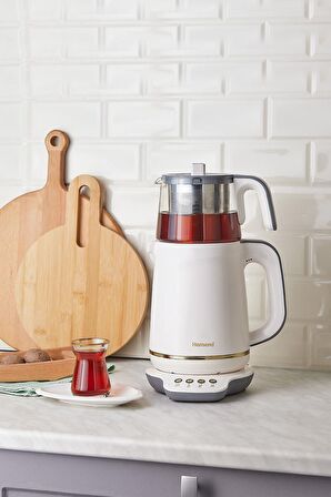 Homend Royaltea 1760H Konuşan Çay Makinesi Krem Gold