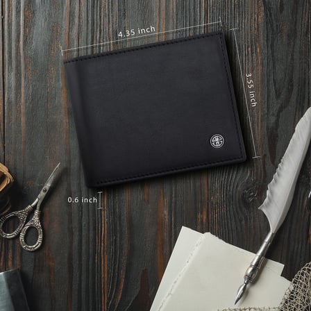 Savona Klasik Erkek Cüzdanı Deri Bifold RFID Cüzdan Erkek Hediye Kutusu, Siyah, Klasik
