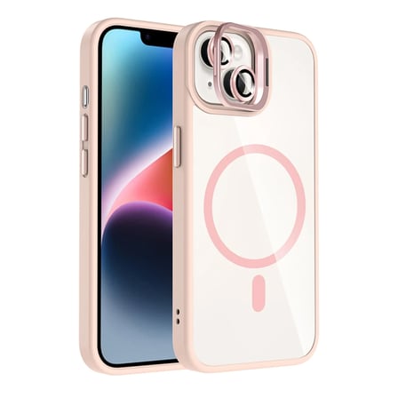 Joko Apple iPhone 15 Remim Lensli Magsafe Standlı Kapak - Pembe