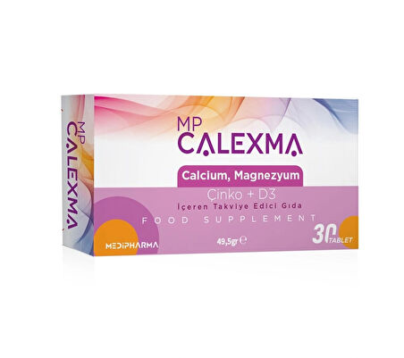 Medipharma Mp Calexma Kalsiyum Magnezyum Çinko+D3 Vitamin Takviye Edici Gıda 30 Tablet