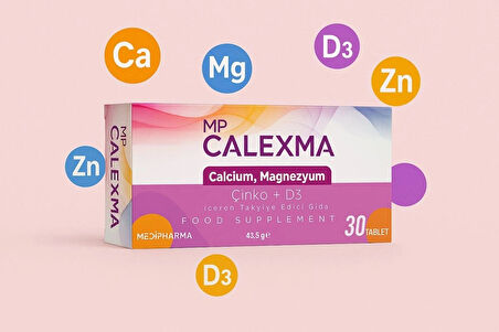 Medipharma Mp Calexma Kalsiyum Magnezyum Çinko+D3 Vitamin Takviye Edici Gıda 30 Tablet