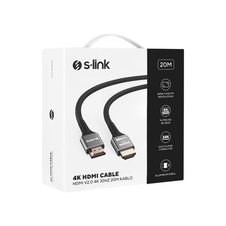S'82 S-Link SLX-HD4K20 HDMI Kablo 20 Metre 4K UHD v2.0 30Hz Metal Uçlu