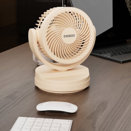 EVEREST EFN-509, KREM, 3 Kademeli Hız, 17,5cm 3 Kanat Pervane ve Çerçeve, Masaüstü, USB Vantilatör