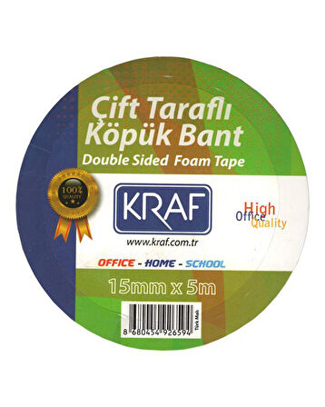 Kraf Çift Taraflı Köpük Bant 15mmx5m 