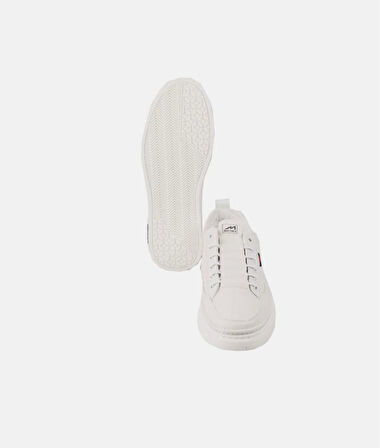 Erkek Rahat Taban Lastik Bağcıklı Sneaker Gerçek Deri MC 19039 BEYAZ