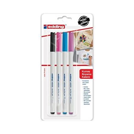 Edding 4600 Kumaş Boyama Kalemi 4lü Set Eğlenceli Renkler