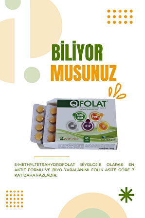 Q FOLAT VİTAMİN B12 _B6_ D3_ Iyot 40 Tablet