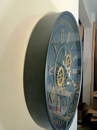 Biev Metal Çarklı Saat Siyah Gold 60 cm