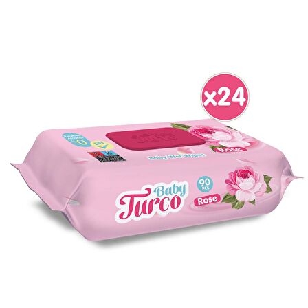 Baby Turco Gül Kokulu Alkolsüz 24 x 90 Yaprak 24 Paket Islak Mendil