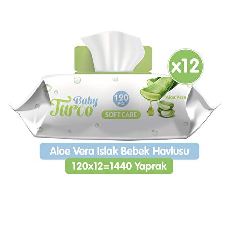 Baby Turco Softcare Aloe Vera Islak Bebek Havlusu 12x120 Adet