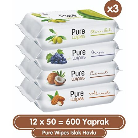 Pure Wipes Islak Havlu 12x50 (600 Yaprak)