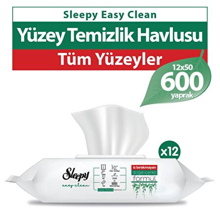 Sleepy Easy Clean Yüzey Temizlik Havlusu 12x50 (600 Yaprak)