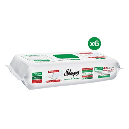 Sleepy Easy Clean Beyaz Sabun Katkılı Mopa Uyumlu Yer Temizlik Havlusu 6x50 (300 Yaprak)