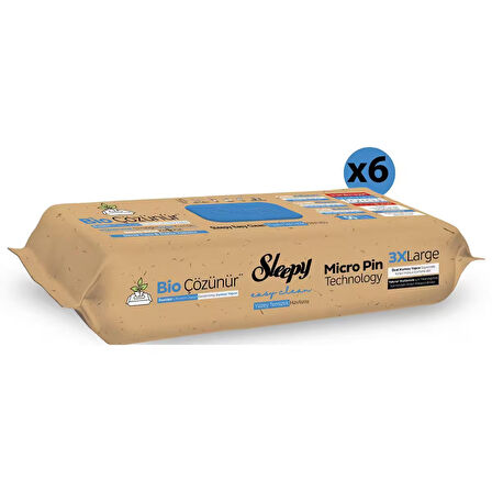 Sleepy Bio Çözünür Yüzey Temizlik Havlusu&Mendili Deniz Tuzu&Yosun 6x50 (300 Yaprak)