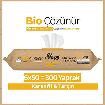 Sleepy Bio Çözünür Yüzey Temizlik Havlusu&Mendili Karanfil&Tarçın 6x50 (300 Yaprak)