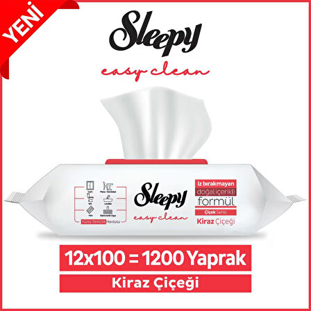 Sleepy Easy Clean Kiraz Çiçeği Yüzey Temizlik Havlusu&Mendili 12x100 (1200 Yaprak)