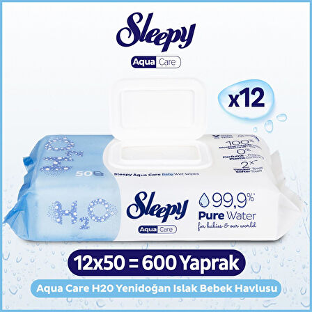 Sleepy AquaCare H2O Yenidoğan Islak Bebek Havlusu 12x50