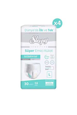 Sleepy Sensitive Antibakteriyel Emici Külot Large 30x4 120 Adet