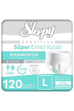 Sleepy Sensitive Antibakteriyel Emici Külot Large 30x4 120 Adet
