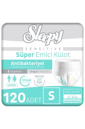 Sleepy Sensitive Antibakteriyel Emici Külot Small 30x4 120 Adet