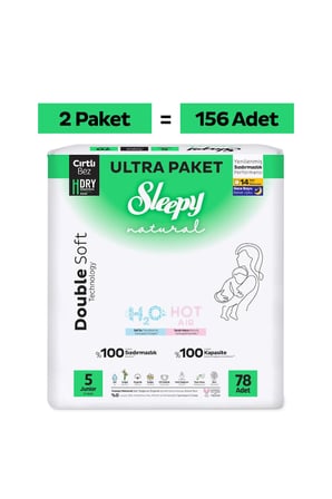 Sleepy Natural Double Soft Ultra Fırsat Paketi Bebek Bezi 5 Numara Junior 156 Adet