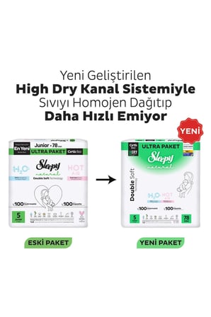 Sleepy Natural Double Soft Ultra Fırsat Paketi Bebek Bezi 5 Numara Junior 156 Adet