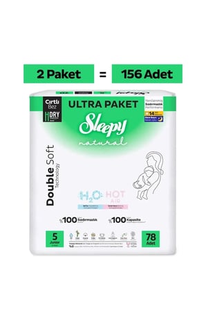 Sleepy Natural Double Soft Ultra Fırsat Paketi Bebek Bezi 5 Numara Junior 156 Adet