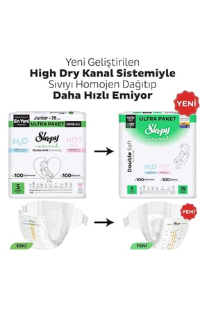 Sleepy Natural Double Soft Ultra Fırsat Paketi Bebek Bezi 5 Numara Junior 156 Adet