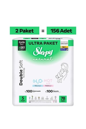 Sleepy Natural Double Soft Ultra Fırsat Paketi Bebek Bezi 5 Numara Junior 156 Adet
