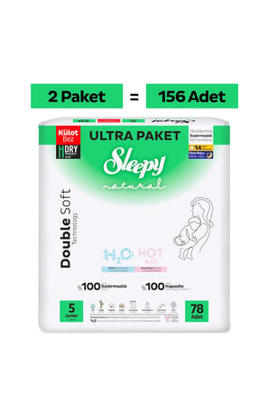 Sleepy Natural Double Soft Ultra Fırsat Paketi Külot Bez 5 Numara Junior 156 Adet