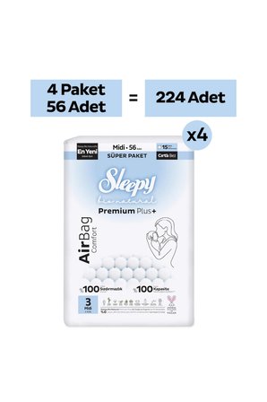 Sleepy Bio Natural Premium Plus Airbag Comfort Ultra Paket Bebek Bezi 3 Numara Midi 224 Adet