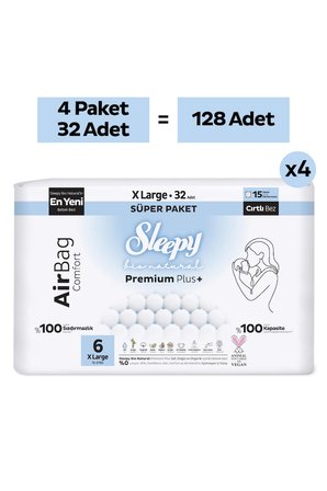 Sleepy Bio Natural Premium Plus Airbag Comfort Ultra Paket Bebek Bezi 6 Numara Xlarge 128 Adet