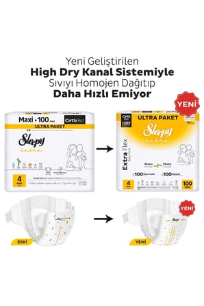Sleepy Extra Flex Ultra Fırsat Paketi Bebek Bezi 4 Numara Maxi 200 Adet