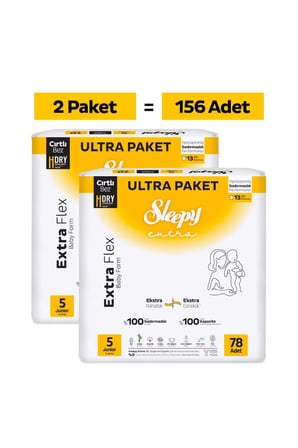 Sleepy Extra Flex Ultra Fırsat Paketi Bebek Bezi 5 Numara Junior 156 Adet